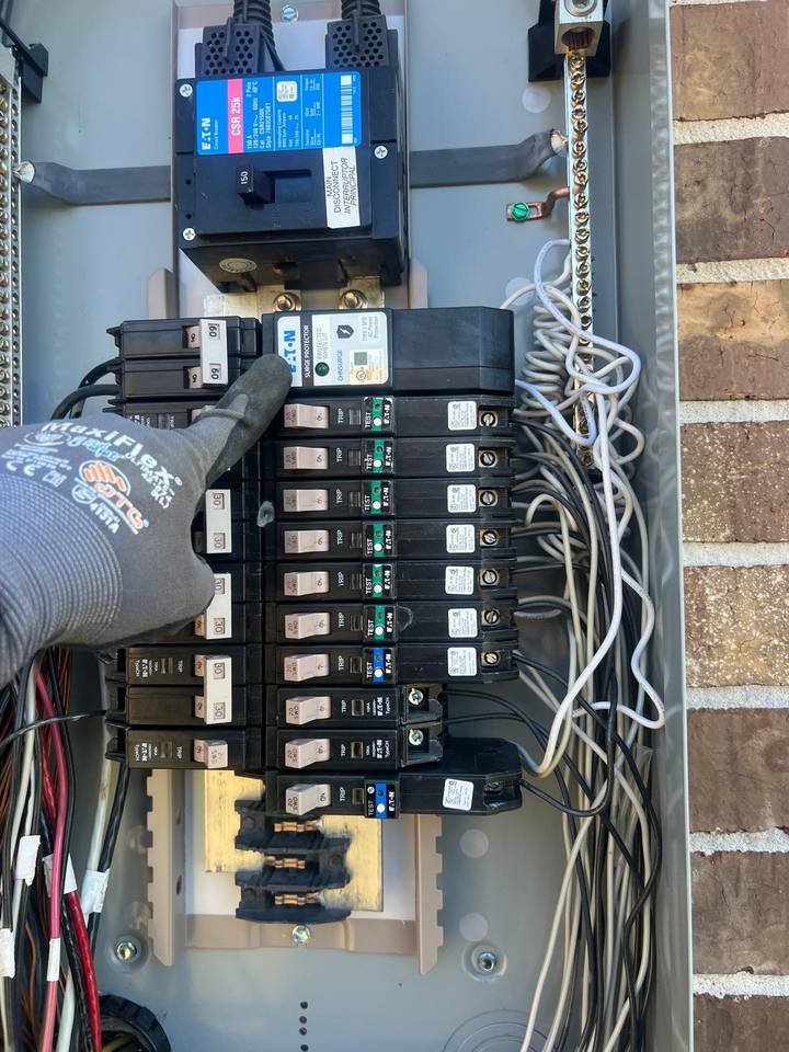 Eaton whole-home surge protector installed in a residential panel